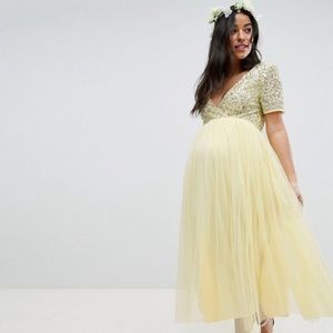 ASOS Maya Maternity Cap Sleeve Sequin Tulle Midi